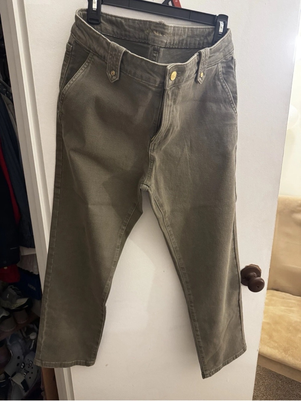 Michael Kors Olive Green Cropped Jeans, size 10